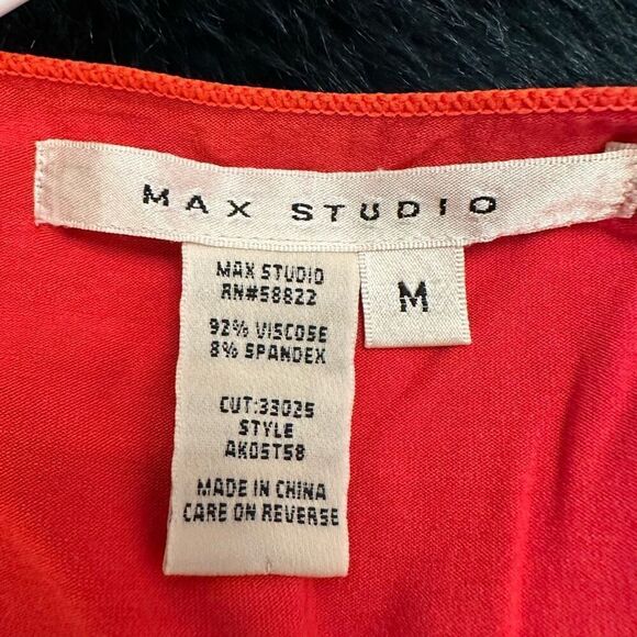 Max Studio V Neck Sleeveless Layered Red Sheath Dress Size Medium - Picture 3 of 3